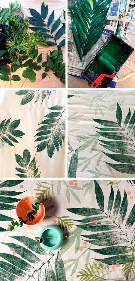 tutorial estampar hojas en tela